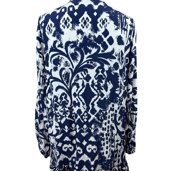 🆕 Zara Basic blue and white print long sleeve tunic top size large - Picture 3 of 10